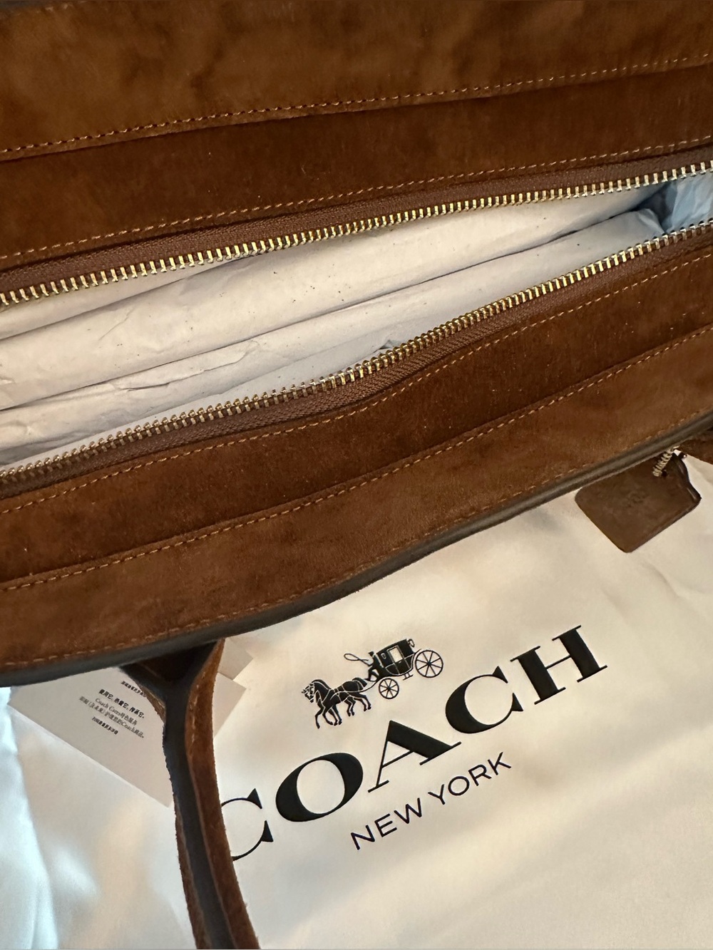Coach Empire Medium Suede Carryall Slim Shoulder Bag 34 NWT - Picture 6 of 7